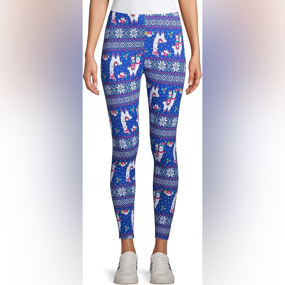 NWT Festive Christmas Holiday Llama No Boundaries Leggings - Picture 3 of 8